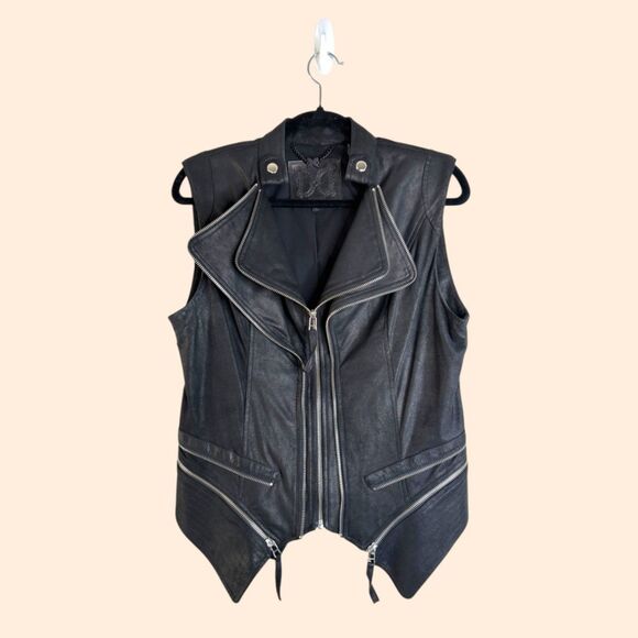 Dawn Levy Leather Zipper Vest - Picture 1 of 7